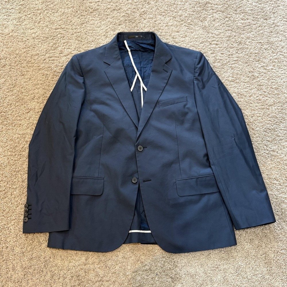 Reiss Blazer Mens 40 Blue Solid Suit Jacket Two Button Notch Lapel Lined
